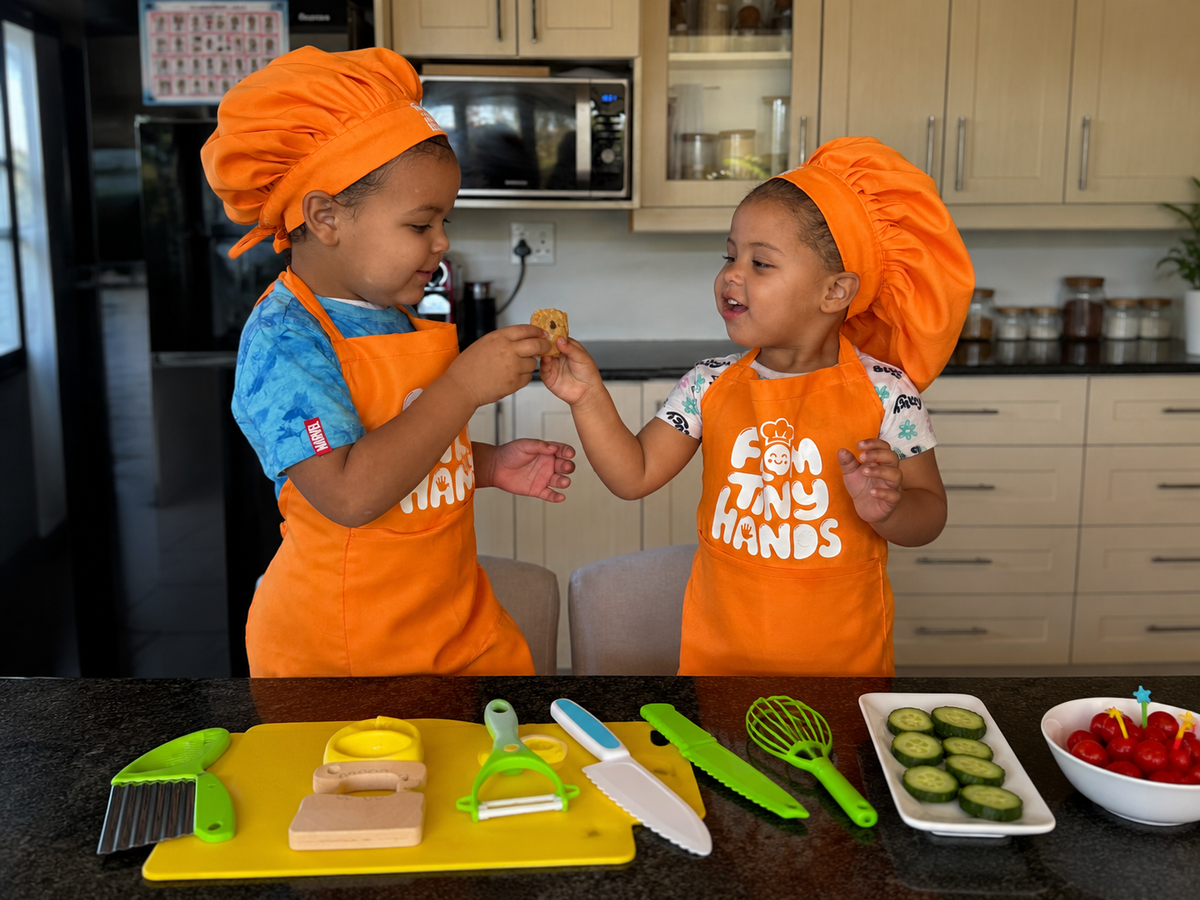 Children following a From Tiny Hands cooking adventure